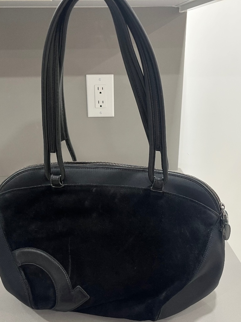 Salvatore Ferragamo Black Suede Handbag